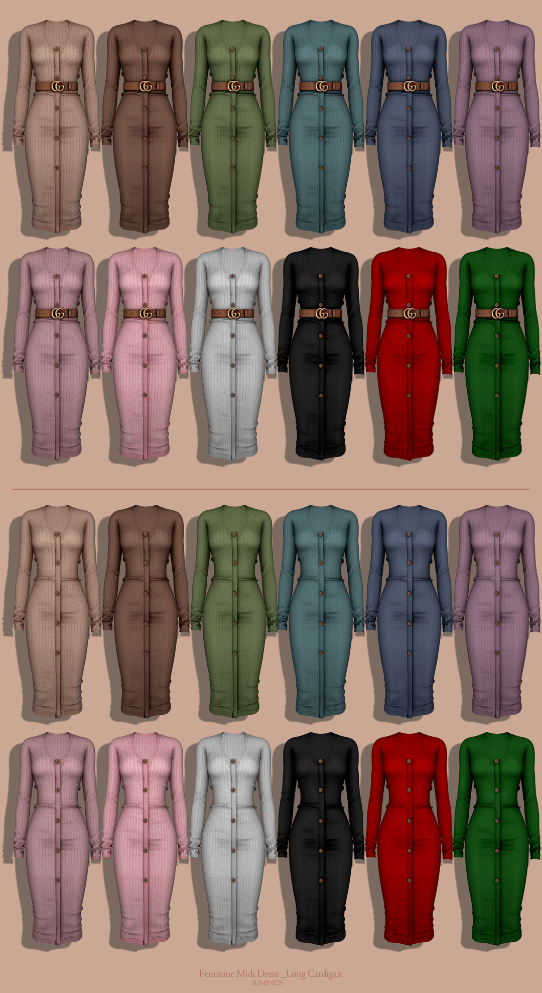 Галерея мода Сет платьев Feminine Midi Dress Set #2